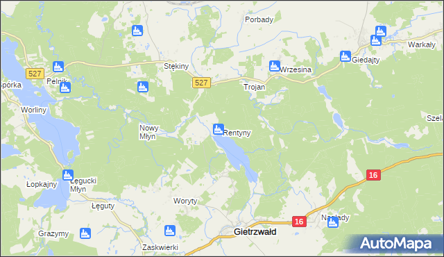 mapa Rentyny, Rentyny na mapie Targeo