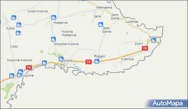 mapa Rogalin gmina Horodło, Rogalin gmina Horodło na mapie Targeo