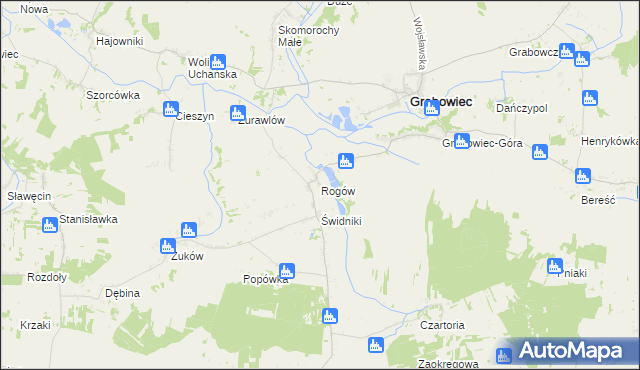 mapa Rogów gmina Grabowiec, Rogów gmina Grabowiec na mapie Targeo