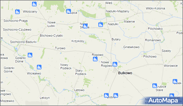 mapa Rogowo gmina Bulkowo, Rogowo gmina Bulkowo na mapie Targeo