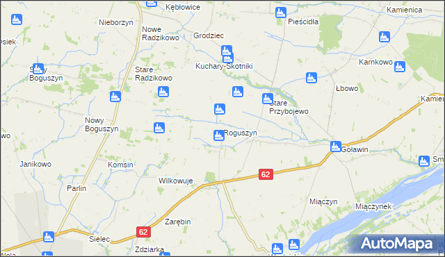 mapa Roguszyn gmina Czerwińsk nad Wisłą, Roguszyn gmina Czerwińsk nad Wisłą na mapie Targeo