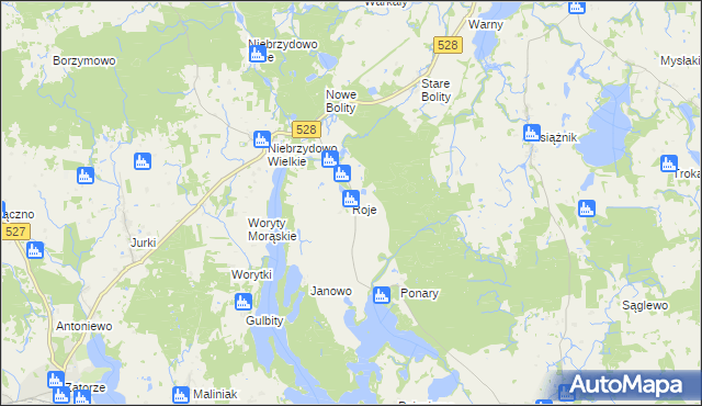 mapa Roje, Roje na mapie Targeo