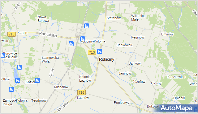 mapa Rokiciny powiat tomaszowski, Rokiciny powiat tomaszowski na mapie Targeo
