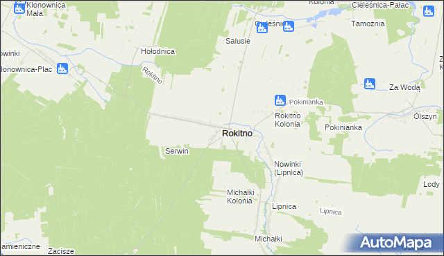 mapa Rokitno powiat bialski, Rokitno powiat bialski na mapie Targeo