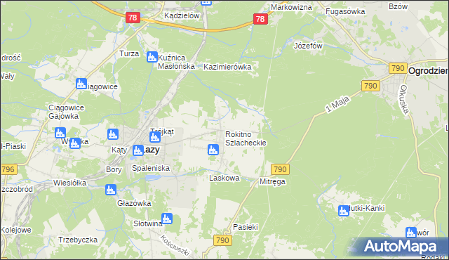 mapa Rokitno Szlacheckie, Rokitno Szlacheckie na mapie Targeo