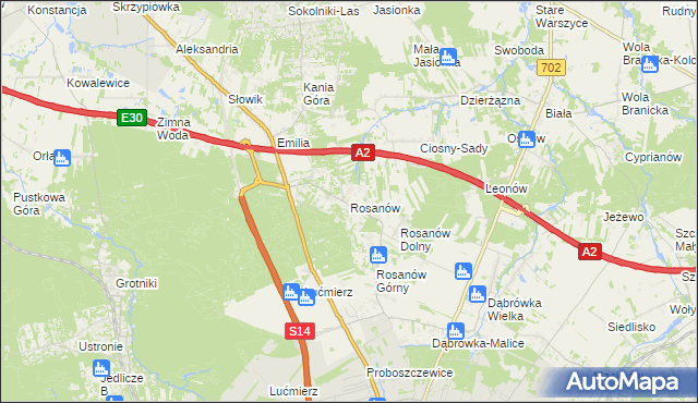 mapa Rosanów, Rosanów na mapie Targeo