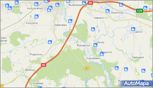 mapa Rościęcino, Rościęcino na mapie Targeo