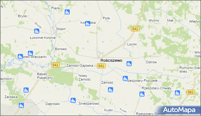 mapa Rościszewo powiat sierpecki, Rościszewo powiat sierpecki na mapie Targeo