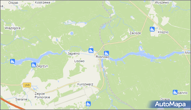 mapa Rosnowo gmina Manowo, Rosnowo gmina Manowo na mapie Targeo