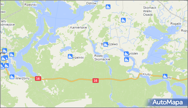 mapa Rostki Skomackie, Rostki Skomackie na mapie Targeo