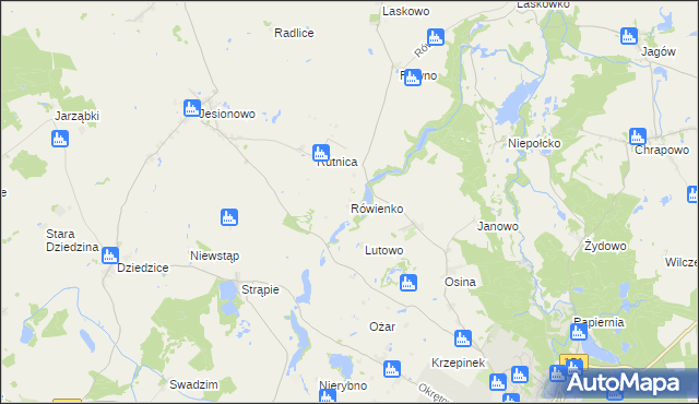 mapa Rówienko gmina Barlinek, Rówienko gmina Barlinek na mapie Targeo