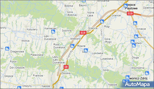 mapa Równe gmina Dukla, Równe gmina Dukla na mapie Targeo