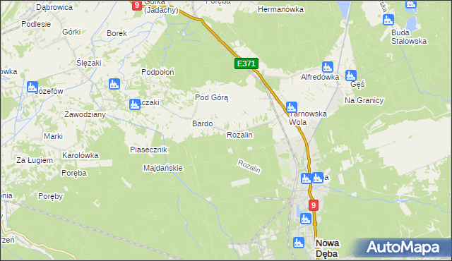 mapa Rozalin gmina Nowa Dęba, Rozalin gmina Nowa Dęba na mapie Targeo