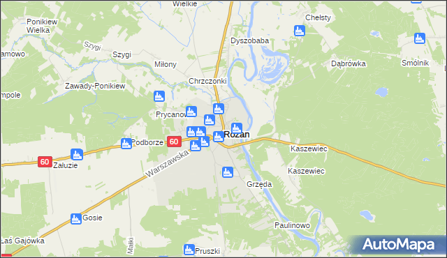 mapa Różan, Różan na mapie Targeo