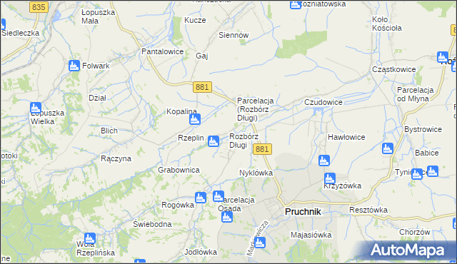 mapa Rozbórz Długi, Rozbórz Długi na mapie Targeo