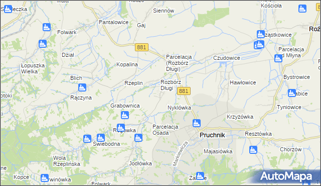 mapa Rozbórz Okrągły, Rozbórz Okrągły na mapie Targeo