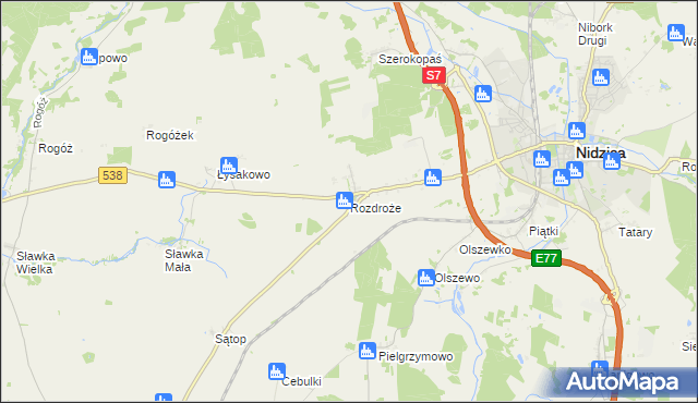 mapa Rozdroże, Rozdroże na mapie Targeo