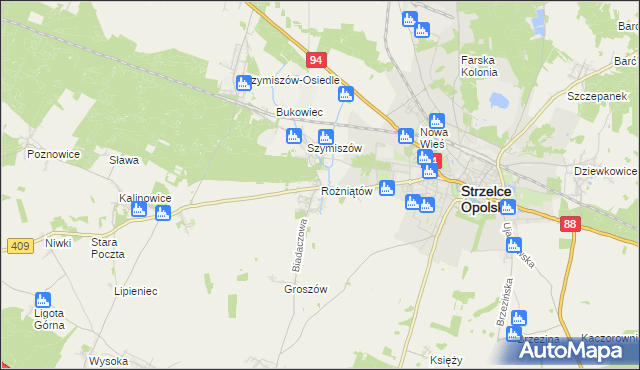 mapa Rożniątów, Rożniątów na mapie Targeo