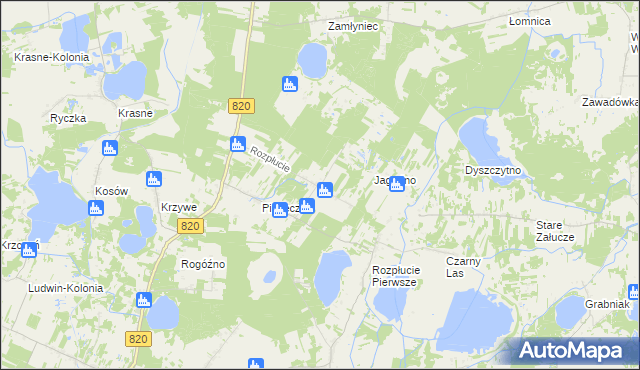 mapa Rozpłucie Drugie, Rozpłucie Drugie na mapie Targeo