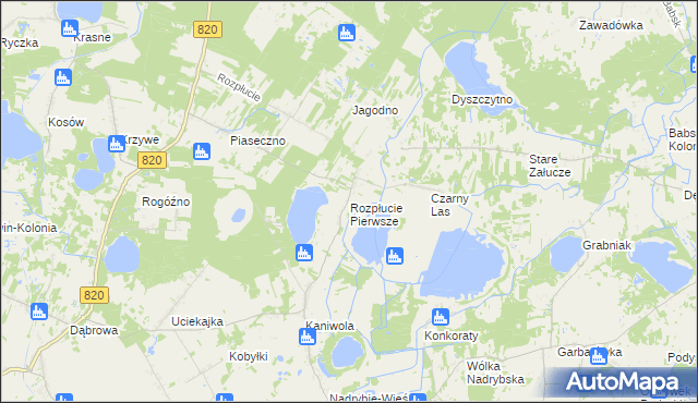 mapa Rozpłucie Pierwsze, Rozpłucie Pierwsze na mapie Targeo