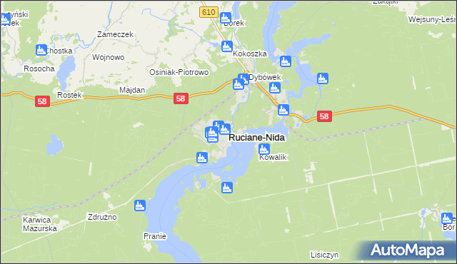 mapa Ruciane-Nida, Ruciane-Nida na mapie Targeo