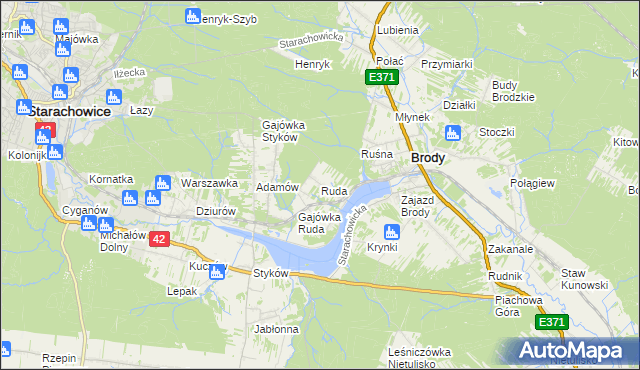 mapa Ruda gmina Brody, Ruda gmina Brody na mapie Targeo