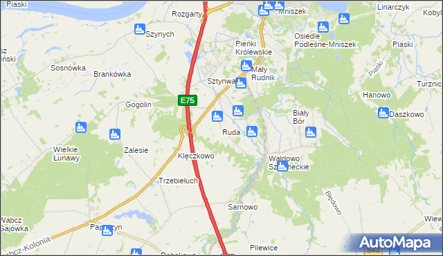 mapa Ruda gmina Grudziądz, Ruda gmina Grudziądz na mapie Targeo