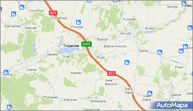 mapa Ruda gmina Trojanów, Ruda gmina Trojanów na mapie Targeo
