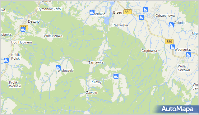 mapa Rudawka Rymanowska, Rudawka Rymanowska na mapie Targeo