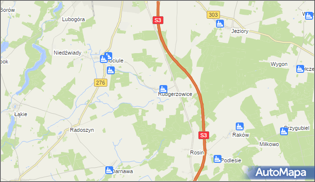 mapa Rudgerzowice, Rudgerzowice na mapie Targeo