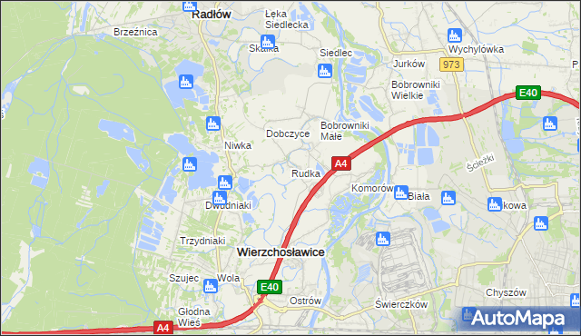mapa Rudka gmina Wierzchosławice, Rudka gmina Wierzchosławice na mapie Targeo
