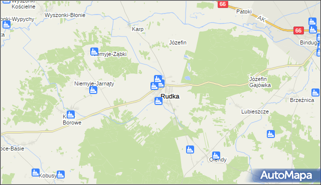 mapa Rudka powiat bielski, Rudka powiat bielski na mapie Targeo