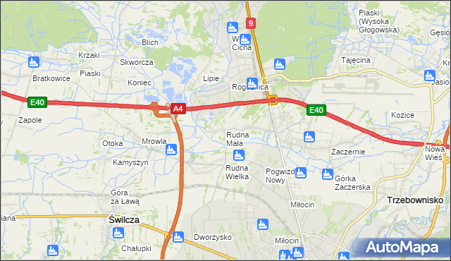mapa Rudna Mała gmina Głogów Małopolski, Rudna Mała gmina Głogów Małopolski na mapie Targeo
