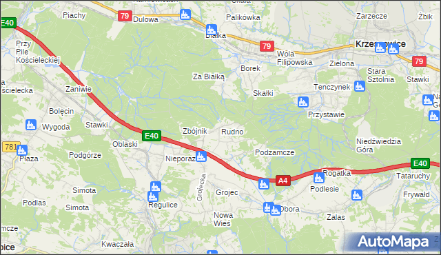 mapa Rudno gmina Krzeszowice, Rudno gmina Krzeszowice na mapie Targeo