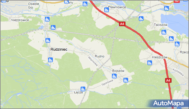 mapa Rudno gmina Rudziniec, Rudno gmina Rudziniec na mapie Targeo