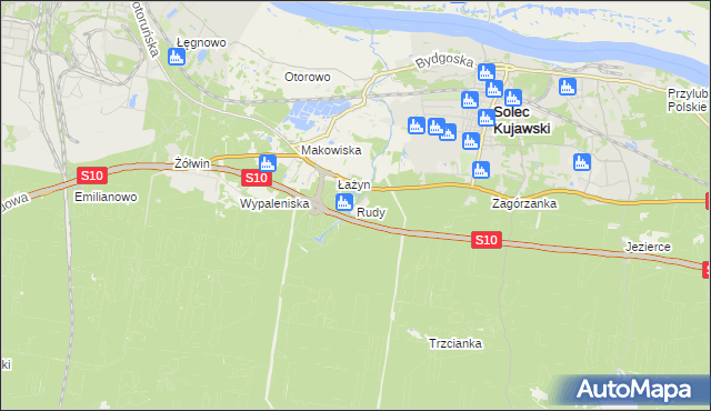 mapa Rudy gmina Solec Kujawski, Rudy gmina Solec Kujawski na mapie Targeo