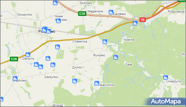 mapa Runowo gmina Potęgowo, Runowo gmina Potęgowo na mapie Targeo