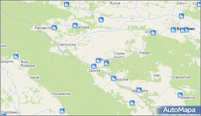mapa Rupin gmina Baranowo, Rupin gmina Baranowo na mapie Targeo