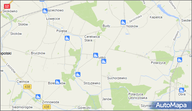 mapa Rusko gmina Jaraczewo, Rusko gmina Jaraczewo na mapie Targeo