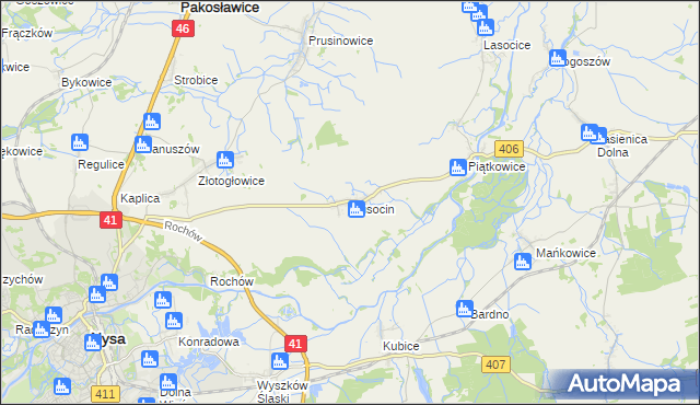 mapa Rusocin gmina Nysa, Rusocin gmina Nysa na mapie Targeo