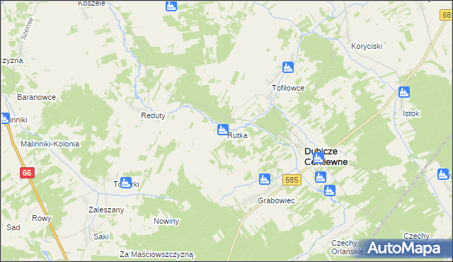 mapa Rutka gmina Dubicze Cerkiewne, Rutka gmina Dubicze Cerkiewne na mapie Targeo