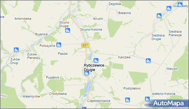 mapa Rybczewice Pierwsze, Rybczewice Pierwsze na mapie Targeo