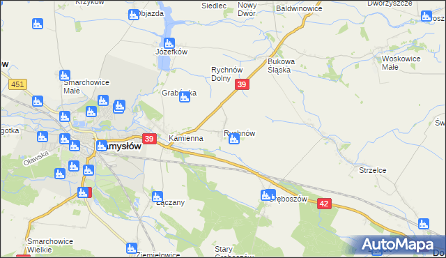 mapa Rychnów gmina Namysłów, Rychnów gmina Namysłów na mapie Targeo