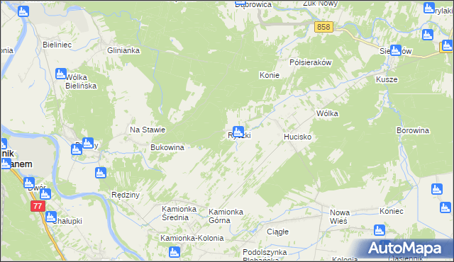 mapa Ryczki, Ryczki na mapie Targeo