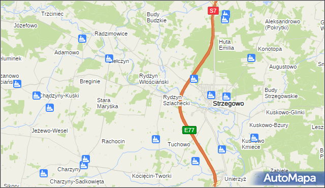 mapa Rydzyn Szlachecki, Rydzyn Szlachecki na mapie Targeo