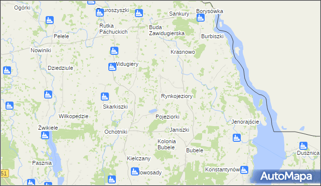 mapa Rynkojeziory, Rynkojeziory na mapie Targeo