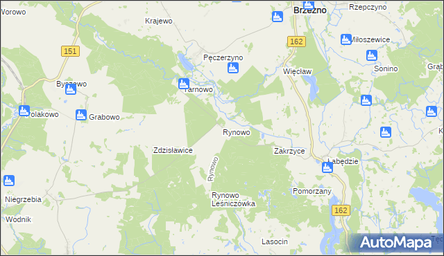 mapa Rynowo gmina Łobez, Rynowo gmina Łobez na mapie Targeo