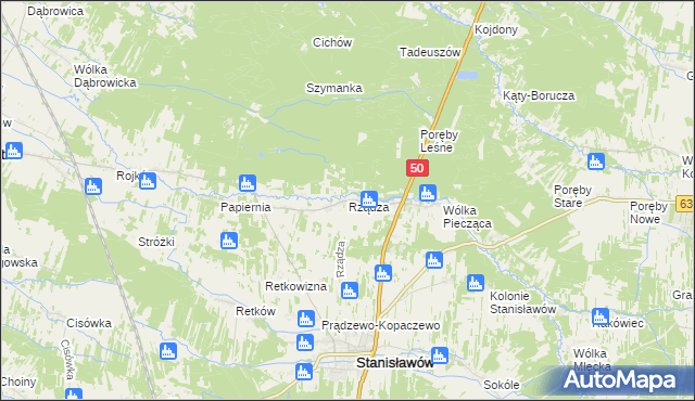 mapa Rządza gmina Stanisławów, Rządza gmina Stanisławów na mapie Targeo