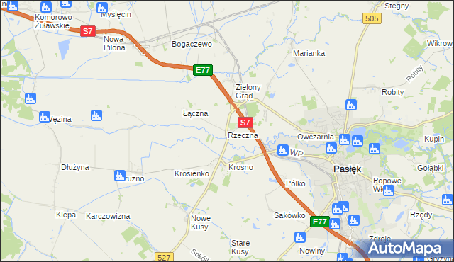 mapa Rzeczna, Rzeczna na mapie Targeo