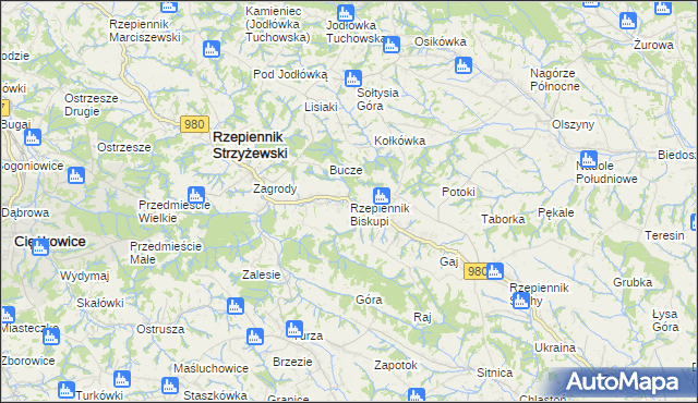 mapa Rzepiennik Biskupi, Rzepiennik Biskupi na mapie Targeo